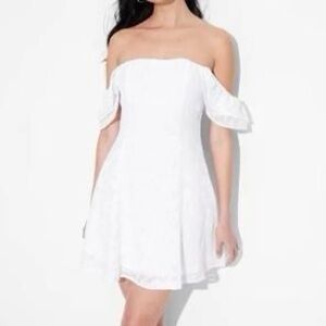 Wild Fable White Ruffle Short Sleeve Mini A Line Dress Size Medium